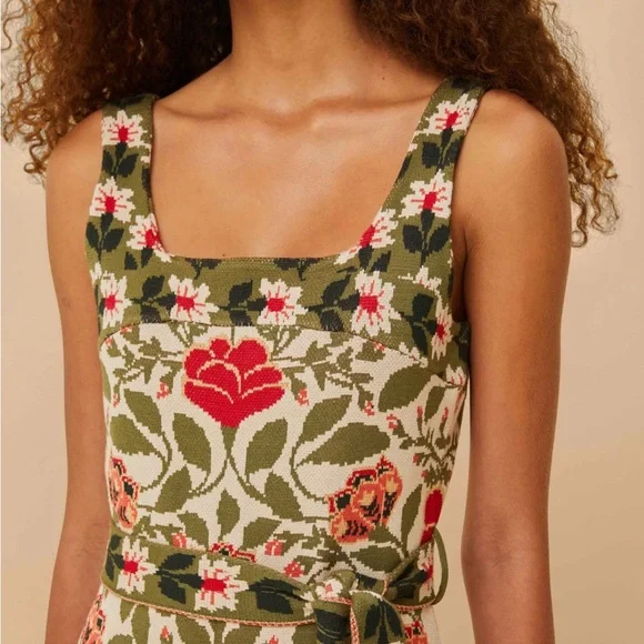 NWT FARM Rio Sand Garden Tapestry Knit Dress size M - Picture 2 of 7